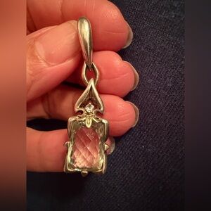 Ann King 18k Yellow Gold 925 Sterling Silver green amethyst  pendant vintage